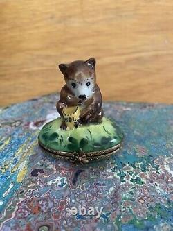 Limoges Honey Bear trinket box, hand painted