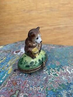 Limoges Honey Bear trinket box, hand painted