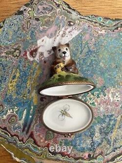 Limoges Honey Bear trinket box, hand painted