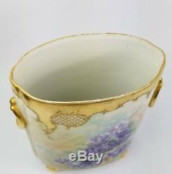 Limoges William Guerin Porcelain Hand Painted Cache Pot Jardiniere Pre 1891