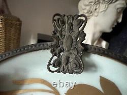 Limonges Ashtrays Porcelain Blossom Hand Painted With Trim Bronze Vintage