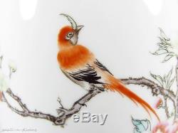 Lovely Chinese Republic Hand Painted Bird Flowers Poetry Porcelain Signed Vase