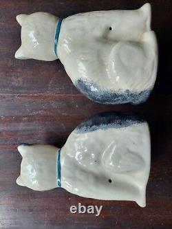 Lovely Pair Staffordshire porcelain figurine mantel cats, hand painted