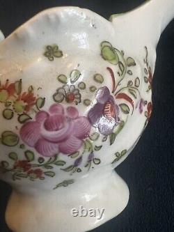 Lowestoft Hand Painted Polychrome Soft Paste Porcelain Creamer/Cream Boatc. 1775