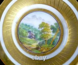 M017 Antique Old Paris Porcelain Miniature Gold Hand Painted Cup & Saucer