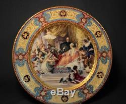 MAGNIFICIENT ROYAL VIENNA Hand Painted porcelain plate, Antique