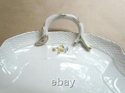 MEISSEN PORCELAIN LARGE BASKETWEAVE HANDLED TRAY HAND PAINTED FLORA (Ref5019)