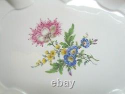 MEISSEN PORCELAIN LARGE BASKETWEAVE HANDLED TRAY HAND PAINTED FLORA (Ref5019)