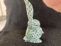 MINT HEREND Bunny Rabbit FOREST GREEN Fishnet Figurine