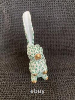 MINT HEREND Bunny Rabbit FOREST GREEN Fishnet Figurine