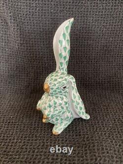 MINT HEREND Bunny Rabbit FOREST GREEN Fishnet Figurine