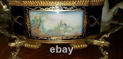 Magnificent 1900 French Sevres style Bronze Hand Painted Porcelain Center Piece