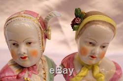 Magnificent 19c German Pair Of Meissen Porcelain Hand Painted Figurines