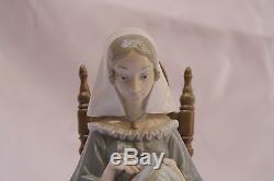 Magnificent Brand New Lladro Hand Painted Porcelain Figurine Of A Lady Knitting