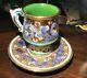 Majolica Taormina Hand Painted Porcelain Tea Cup And Saucer Sicily Italy Rare