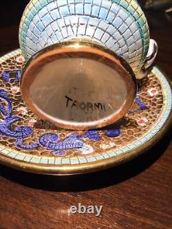 Majolica Taormina Hand painted Porcelain Tea Cup and Saucer Sicily Italy Rare