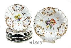 Meissen Germany Hand Painted Porcelain Dessert Service for 8, c1900