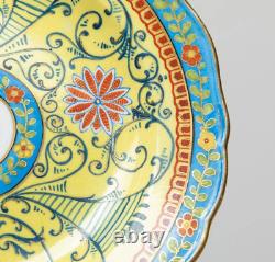 Meissen Hand Painted Plate Enameled Yellow Dynasty Doves Floral Marked 7.75 EUC