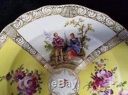 Meissen Hand Painted Porcelain Plate Four sections and Gilt Rim