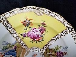 Meissen Hand Painted Porcelain Plate Four sections and Gilt Rim