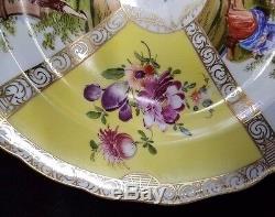 Meissen Hand Painted Porcelain Plate Four sections and Gilt Rim