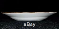 Meissen Hand Painted Porcelain Plate Four sections and Gilt Rim