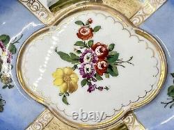 Meissen Porcelain Antique Bowl Quatre Foil Hand Painted Watteau Ar