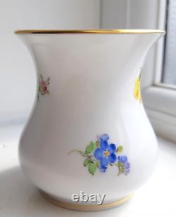 Meissen Porcelain Vase with Hand Painted Flowers Sprigs Double Sword 6.3 cm
