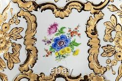 Meissen porcelain hand painted and gilded deep plate, diameter 30,5cm