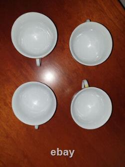 Mid Century Chinese Canton Tea set, Tray & 4 cups Landscape design & caligraphy