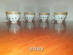 Mid Century Chinese Canton Tea set, Tray & 4 cups Landscape design & caligraphy