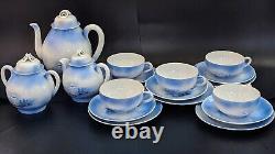 Mid Century Modern Japanese Shi Hand Painted Eggshell Porcelain Service For 5