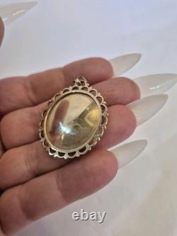 Miniature Porcelain Portrait Pendant, hand-painted, gold frame, handmade Czech