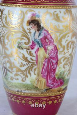 Miniature Porcelain Royal Vienna Style Dresden Portrait Vase 100% Hand Painted