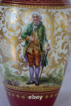 Miniature Porcelain Royal Vienna Style Dresden Portrait Vase 100% Hand Painted