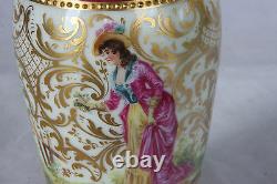 Miniature Porcelain Royal Vienna Style Dresden Portrait Vase 100% Hand Painted