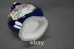 Minton Hand Painted Floral Gold & Cobalt Chinese Form Dragon Handle Vase C. 1820