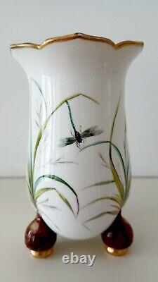 Minton Porcelain Antique c1865 Vases X 2 With Empressed Maker Mark Handpainted