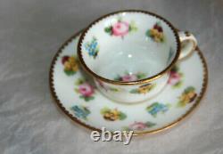 Minton Roses Violets Miniature Cup & Saucer Hand Painted Collectible