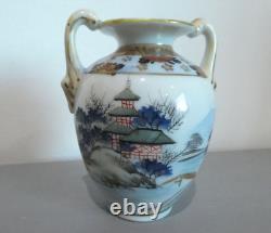 Mount Fuji Miniature Hand Painted Vase 20th c. Japanese Porcelain L & Co. Nippon