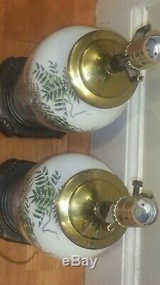 Murray Feiss Porcelain Lamp Pair. Hand Painted. Approx. 18.7 Tall. No Shades