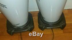 Murray Feiss Porcelain Lamp Pair. Hand Painted. Approx. 18.7 Tall. No Shades