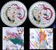 N818 Pair Chinese Famille Rose Porcelain Chargers Plate Dragon & Pheonix