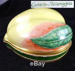 N840 Russian Hand Painted Porcelain Apple Fruit Box Casket Marked St Petersberg