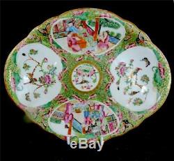 N921 Antique Qing Chinese Canton Famille Rose Porcelain Medalion Dish Plate