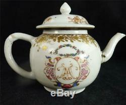 N949 Chinese Yongzheng Period Teaset Teapot Tea Caddy & Teabowls Monogram