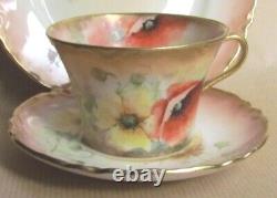 NAUTILUS PORCELAIN GLASGOW SCOTTISH HAND PAINTED TEA CUP TRIO C. 1905 (Ref8623)