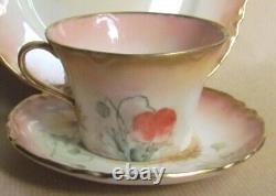 NAUTILUS PORCELAIN GLASGOW SCOTTISH HAND PAINTED TEA CUP TRIO C. 1905 (Ref8623)