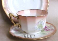 NAUTILUS PORCELAIN GLASGOW SCOTTISH HAND PAINTED TEA CUP TRIO C1905 (Ref9255)