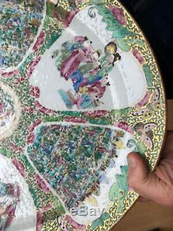 NICE! LARGE 19th CENTURY CHINESE ROSE MEDALLION HAND-PAINTED PORCELAIN PLATTER
